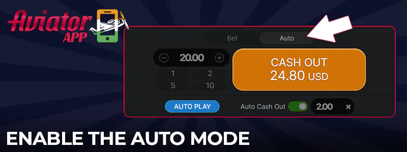 Activate auto mode in the Aviator game